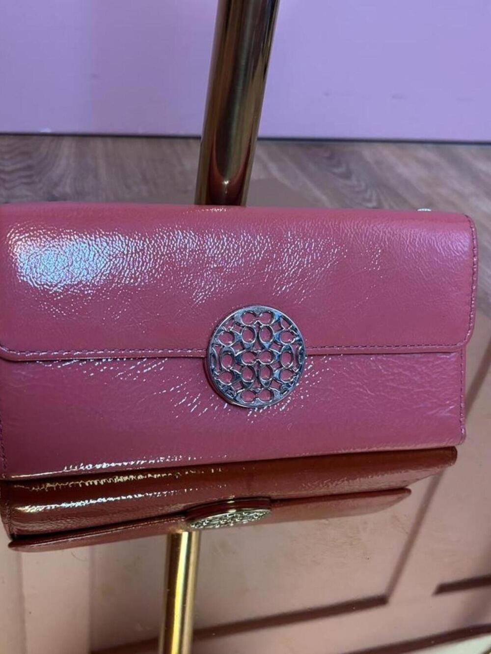 Coach Pink Wallet Trifold Leather